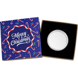 SilverTowne Natural Kraft Paper Gift Box with Merry Chritsmas Candy Canes Box Sleeve 